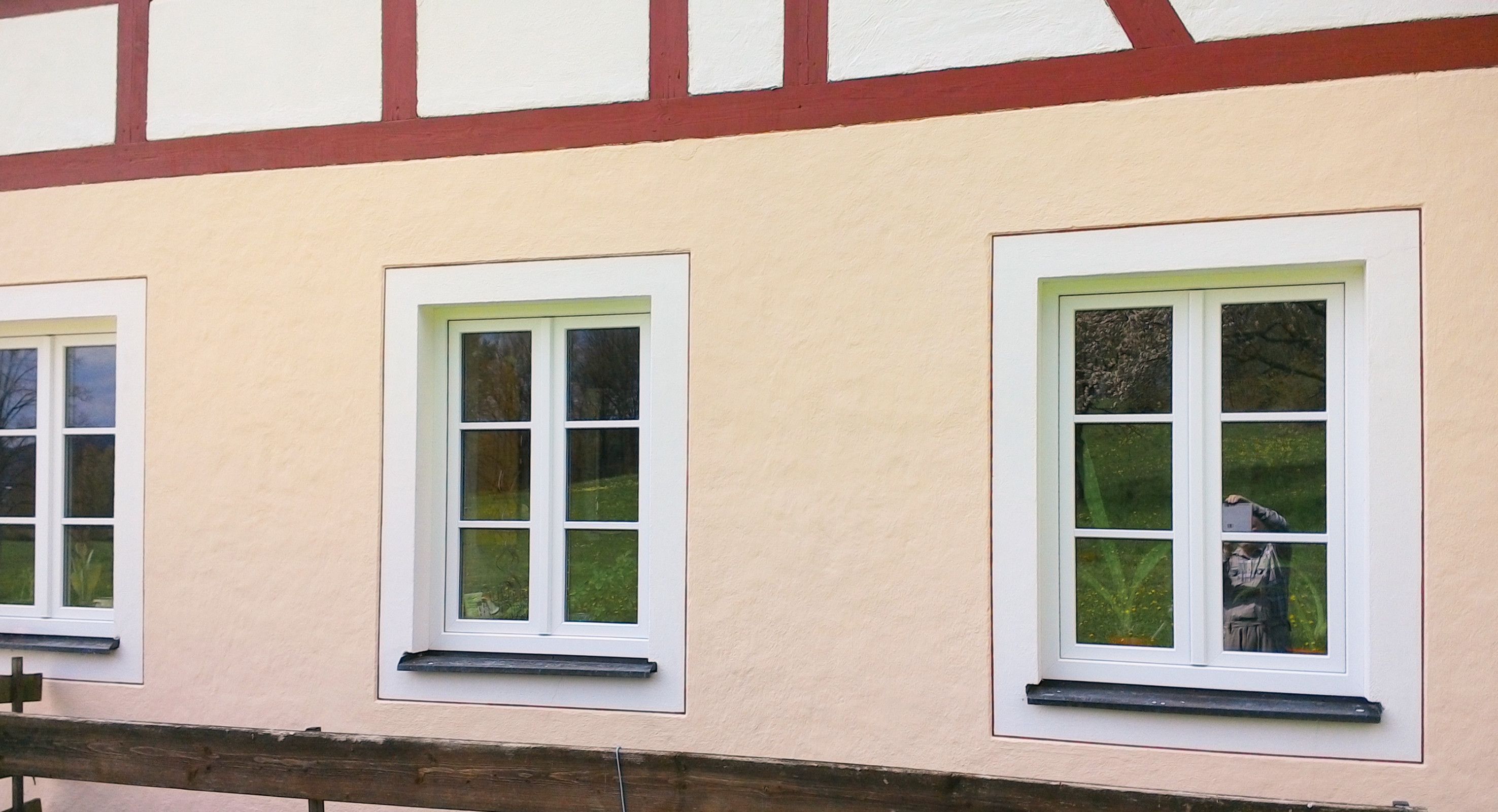 Kunststofffenster weiß, Stulp, Sprossen