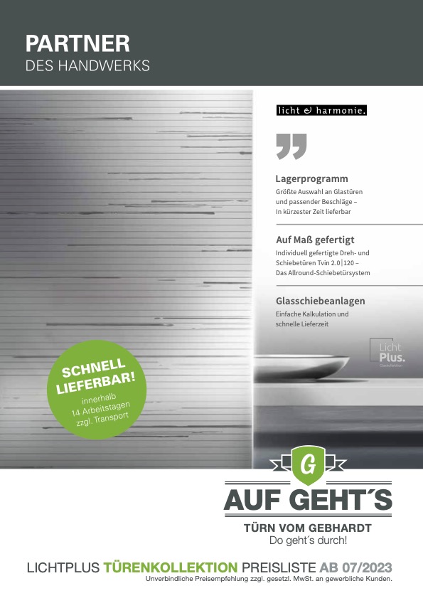 GHZ Lagerprogramm Glastüren