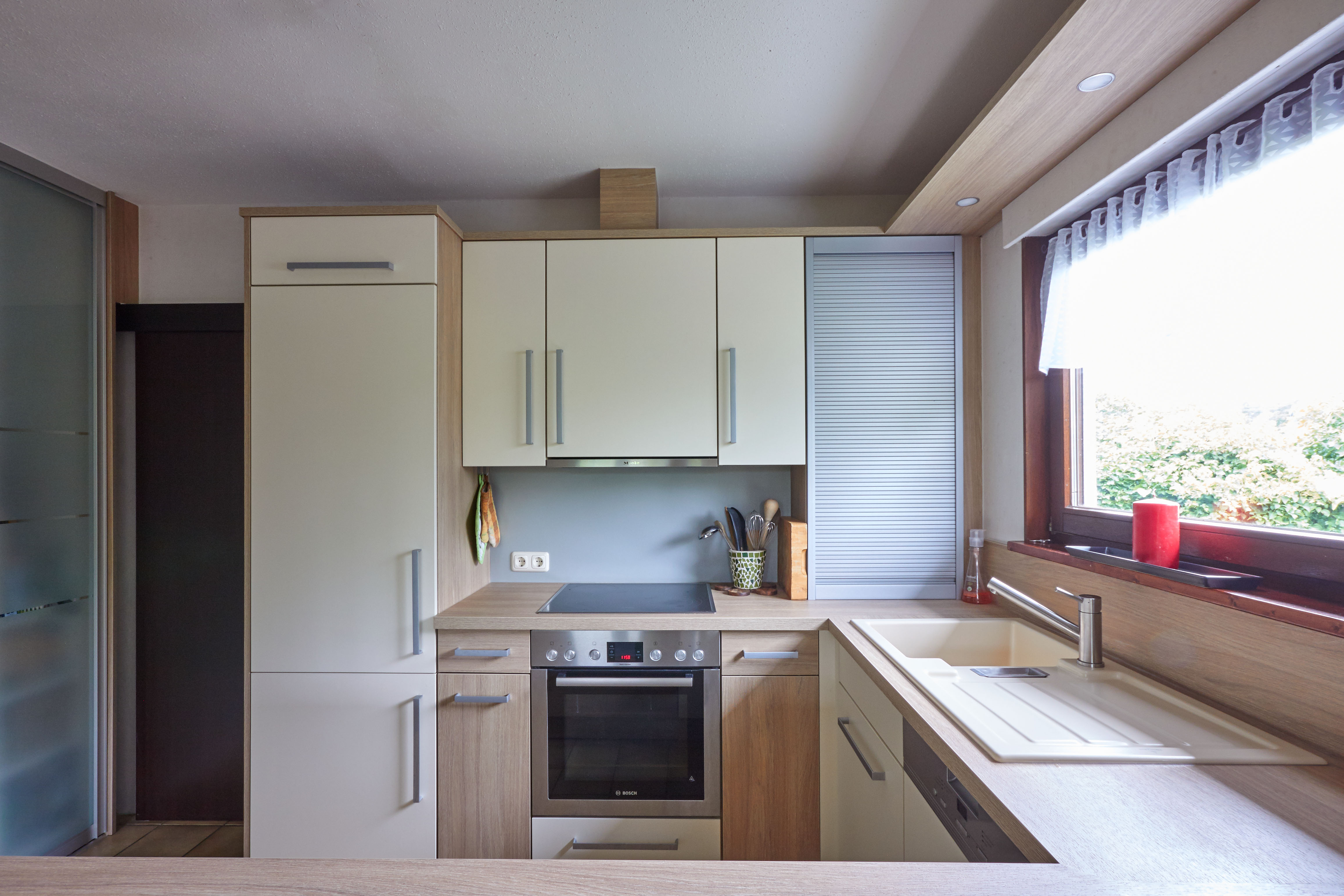 Küche Dekor Kronospan K 006 PW Amber Urban Oak, Fronten L3191 TF Vanillebeige