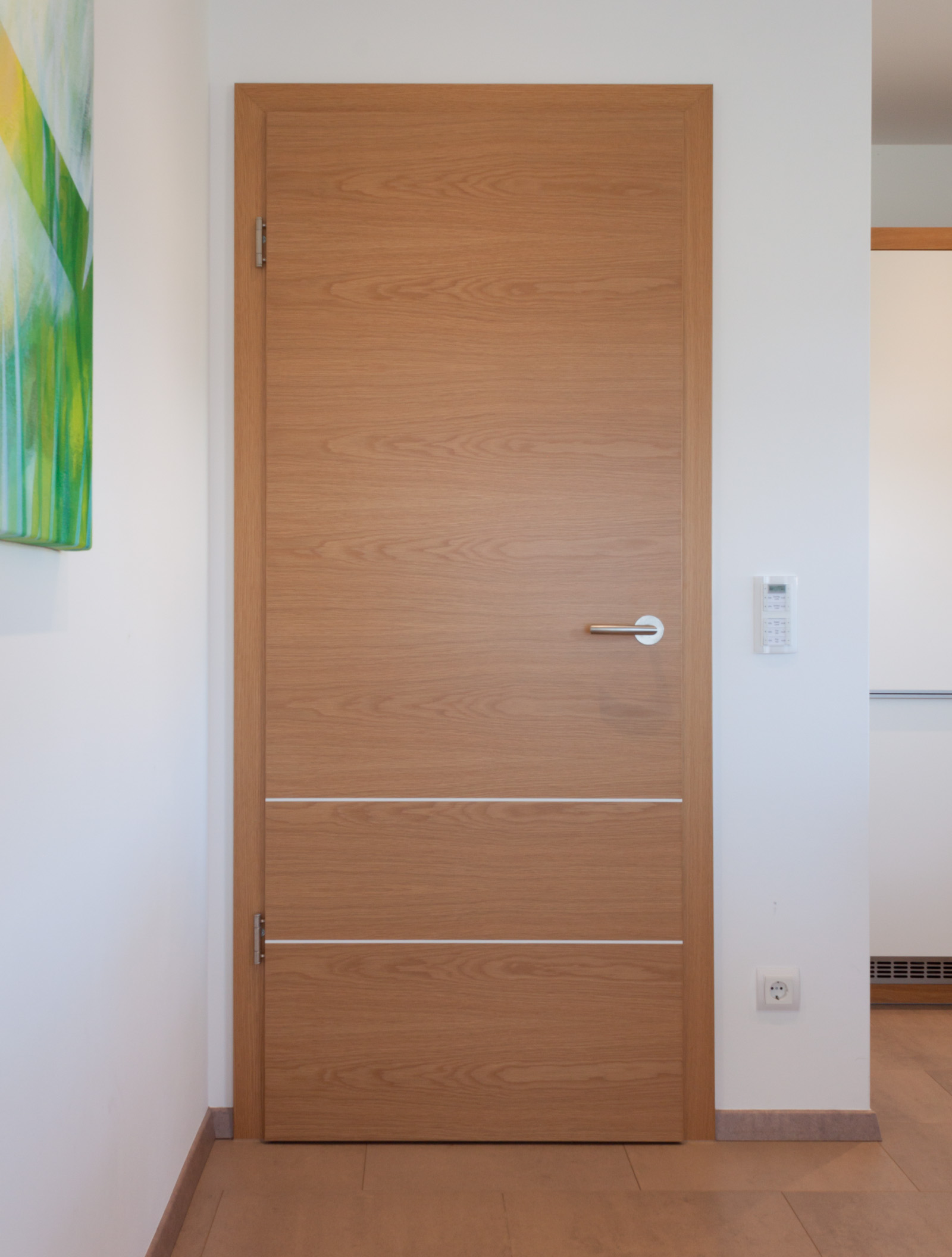 Zimmertür Eiche furniert mit weißen Lisenen