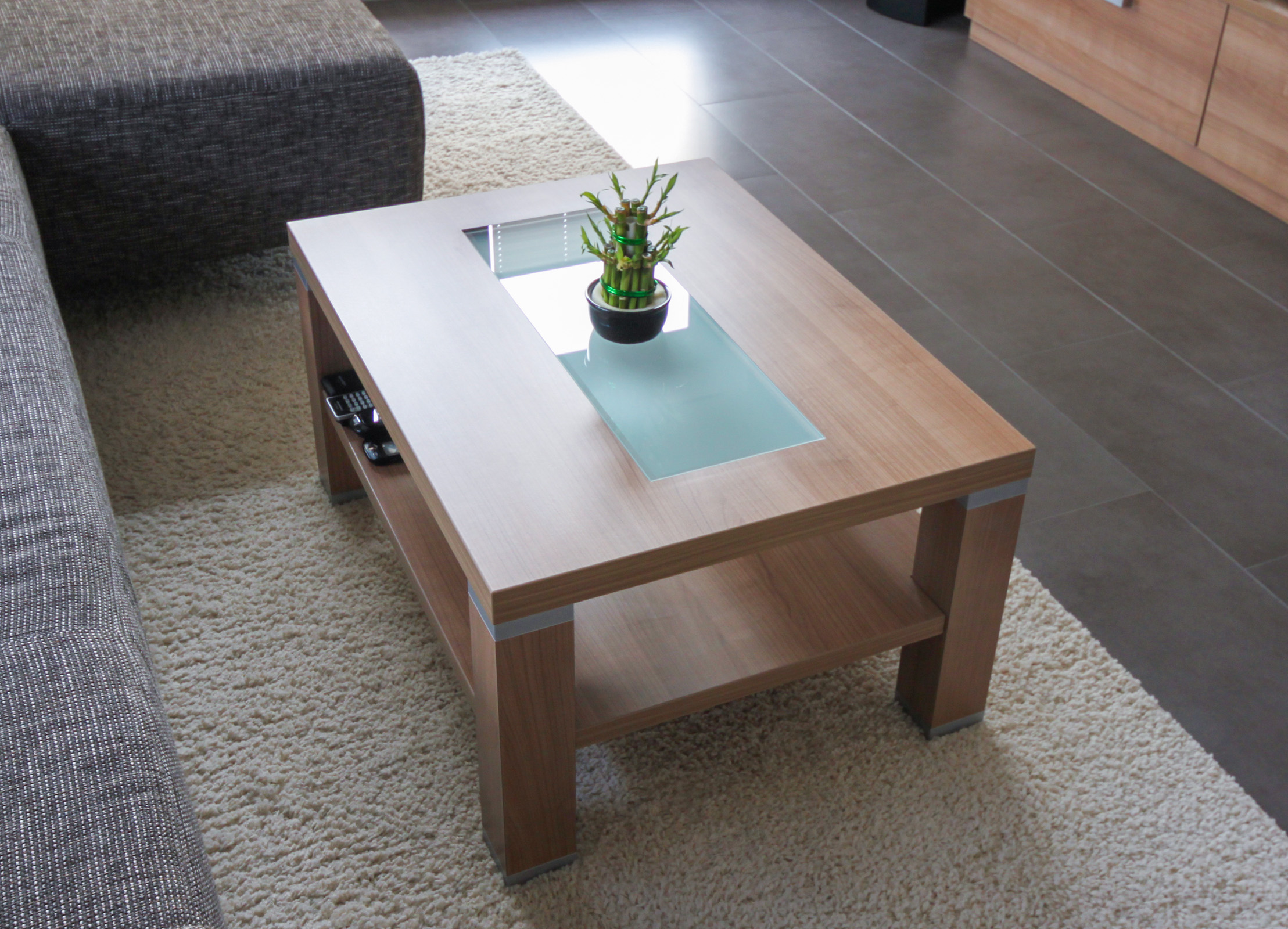 Wohnzimmertisch Kirsche Havanna, Tischplatte Satinato